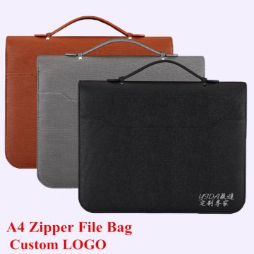 A4 Padfolio File Bag Cabinet Folder Luxury Binder Organizer Business Rings Manager Briefcase Zipper Spiral Notebook Stationery