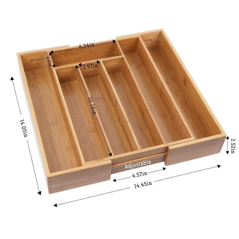 Storage Boxes Bamboo Receiving Box Tray Cutlery Drawer Wooden Bamboo Tool Receiving BoxStorage Drawer Insert Organiser
