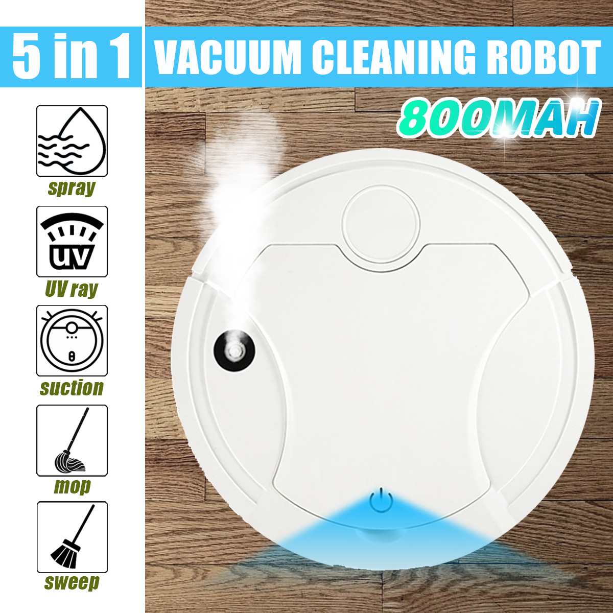 5 in 1 Multifunctional Smart Floor Cleaner Rechargeable Vacuum Cleaner Wet Mopping Cleaning Sweeper Automatic Smart Robot