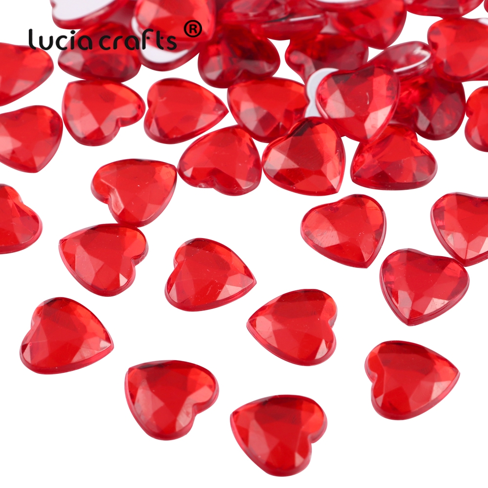 100/200/300/500pcs 12mm Pink Red Heart Shaped Acrylic Beads Crystal DIY Bracelet Charm Jewelry Making Garment Accessories Y0109