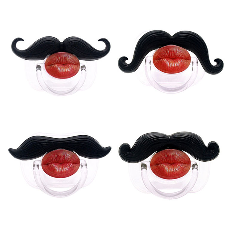 Funny Baby Pacifier Toddler Nipple Feeding Food Grade Silicone Baby Teether Pacifier Old Funny Beard/Lips Cartoon Style Soother