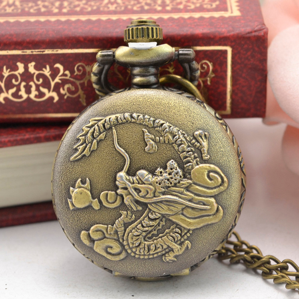 Vintage Steampunk Retro Bronze Design Pocket Watch Quartz Pendant Necklace Pendant with Chain Custom Engraved Gift cep saati #10