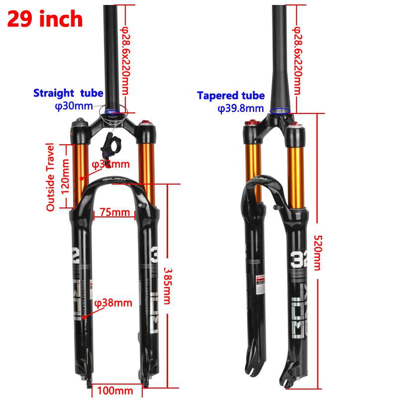 Mountain Bicycle Suspension Fork Magnesium Alloy 26/27.5/ 29 Inch Fork