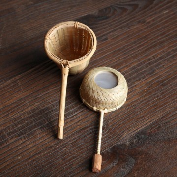 Portable Tea Strainers Bamboo Rattan Gourd Shaped Tea Leaves Funnel for Tea Table Decor Tea Ceremony Accessories