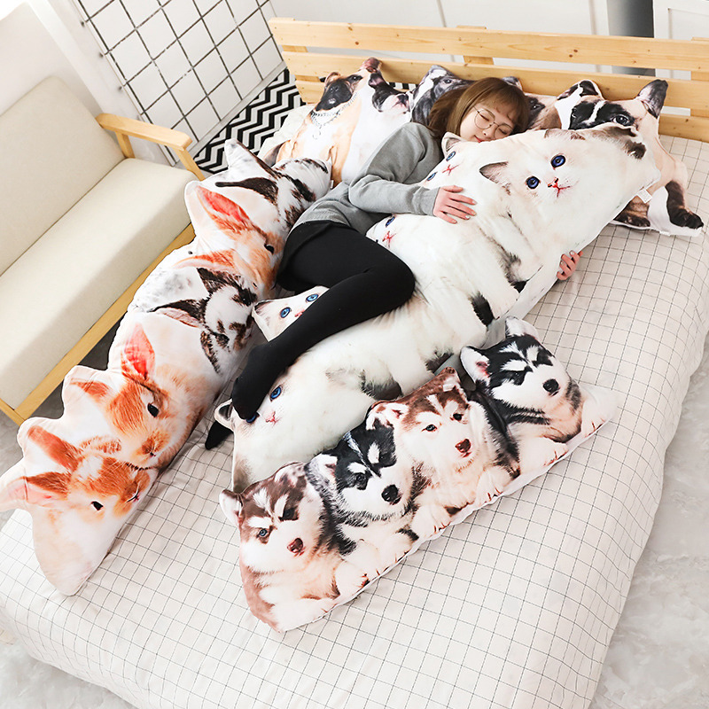 1pc 75/100cm Simulation Plush Cat Dog Pillows Soft Stuffed Animals Cushion Sofa Decor Cartoon Plush Toys for Children Kids Gift