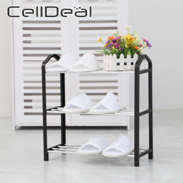 CellDeal 3 Tiers Multi-functional Shoe Hanger Shoe Rack Solid Room Organizer Shoes Shelf Bedroom Storage Household Black Modern