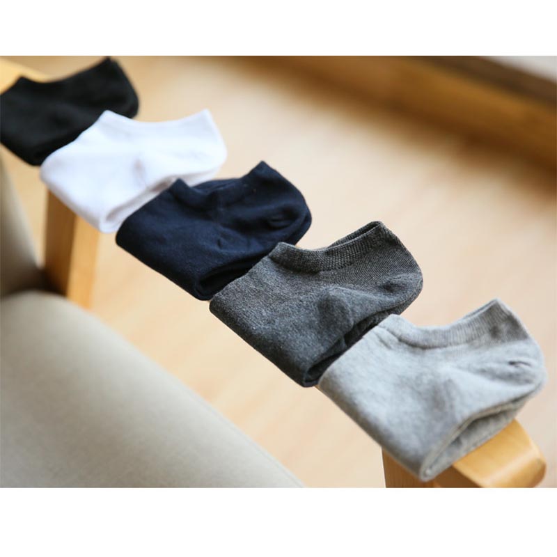 2020 New 100% Cotton Black Short Socks Men Spring Summer Thin Low - Top Short Men's Socks Size39-43 High Quality Sox 5Pairs/Lot