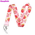 Ransitute Fruit Series Strawberry Lanyard Key ID Card Mobile Phone Strap USB Badge Holder DIY Neckband Decorative Lanyard R637