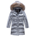 Children's down jacket girls' medium-length big children's bright face Western style baby's clothing