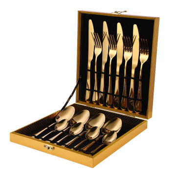 Spklifey Cutlery Set 16 Pcs Stainless Steel Dinnerware Fork Spoon Gold Cutlery Set Spoon and Fork Set Stainless Steel Cutlery