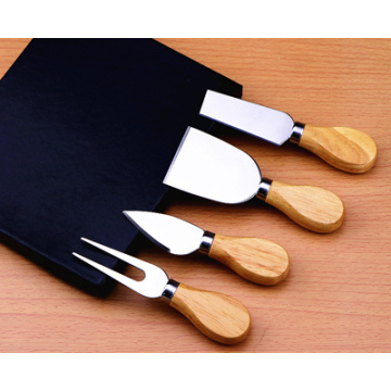 Free shipping 100 sets 1 Set 4pcs Knives Bard Set Oak Handle Cheese Knife Kit Kitchen Cooking Tools Useful Accessories