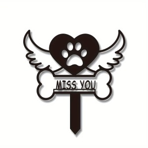 Heart Paw Angel Wings Pet Memorial Garden Stake