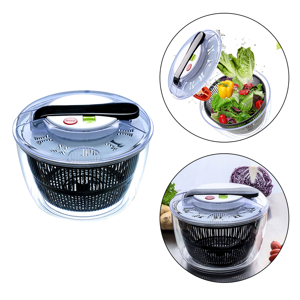 Salad Vegetable Dehydrator Manual Fruit Dryer Cleaner Basket Drain Basket Dehydrator Shaker Multifunction Kitchen Salad Tools
