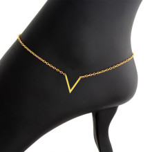 ICFTZWE Stainless Steel Anklets Kid Bracelet For Women Leg Chain Gold Colour Chevron V Statement Anklets Bijoux Femme