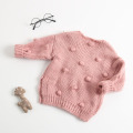 Autumn Winter Infant Kids Baby Girls Sweater Coats Warm Knitting Long Sleeve Hairball V Neck Sweaters Outfits Outwear