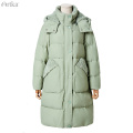 ARTKA 2019 Winter New Women's Down Coat 80% White Duck Down Thick Warm Outwear Lambswool Splicing Hooded Long Down Coat ZK10592D