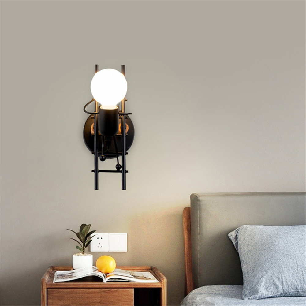 American LED wall light industrial style iron art villain stairs wall sconce children room bedroom hotel bedside light fixtures
