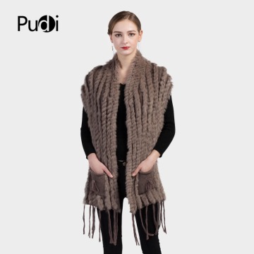 VKR004 The new winter vests Real Knitted Women rabbit knitted Fur Shawl Cape Stole Wrap Poncho