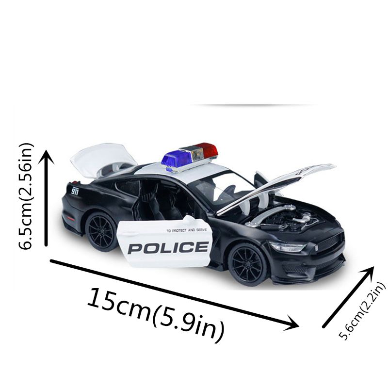 Friction Powered Police Car 1:16 Kids Plastic Toy Rescue Emergency Cop Vehicle with Lights
