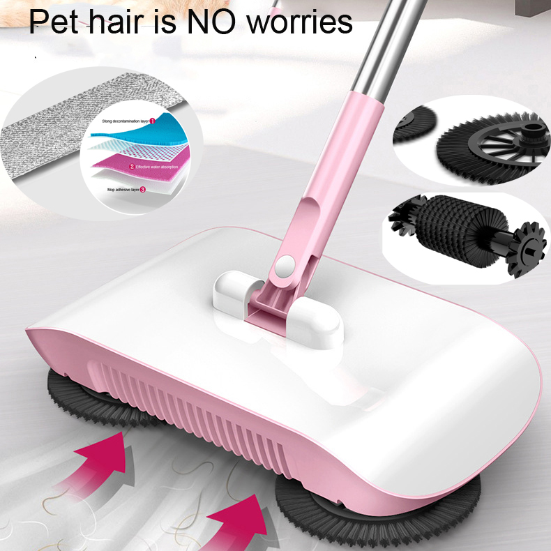 2 in1 360 Degree Lazy Hand Push Floor Mop Sweeper Mops Sweeper Magic Broom Dustpan Sweeping for Floor Cleaning Squeeze Mop