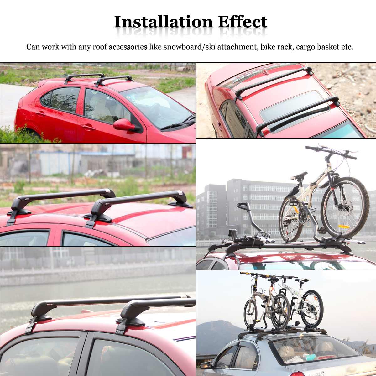 2pcs 100cm Car Roof Rack Cross Bars Anti-theft Lockable Roof Racks Luggage Carrier with Rubber Gasket For 4DR Car Sedans SUVs