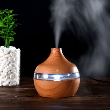 300ml USB Air Humidifier Wood Grain Mini Aroma Diffuser Ultrasonic Essential Oil Diffuser Cool Mist Maker with 7 Night Light 0