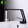 LANGYO Bathroom Sink Curved Basin Faucet Deck Mount Black Basin Faucets Single Handle Hot & Cold Mixer Water Taps Bathroom