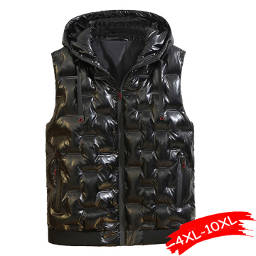 8XL 9XL 10XL Big Size Autumn Winter Sleeveless Hooded Jackets Fashion Vest Coats Man Women Thicken Warm Glossy Vests Waistcoats