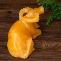 Natural Yellow Jade Bull Figurine Hand Carved Quartz Crystal Bull Energy Healing Crystal Stone Fengshui Crafts Home Decoration