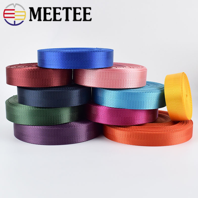 Meetee 5meters 25mm Thick Nylon Webbing DIY Backpack Straps Car Seat Belt Sewing Accessories Smooth Silk Polyester Lace Ribbon