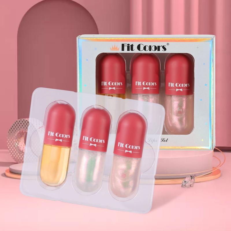 3PC/Set Candy Color Jelly Lip Gloss Lips Plumper Moisturizing Shine Lasting Liquid Lipstick Nourishing Lip Makeup Cosmetic TSLM1