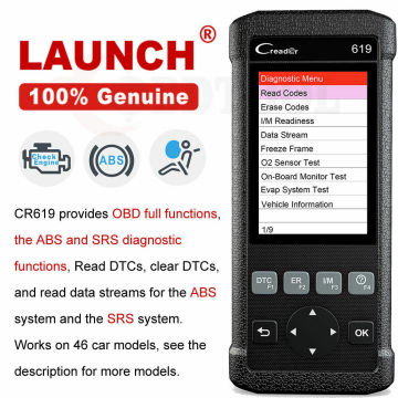 LAUNCH CR619 OBD2 Car Diagnostic Tool Engine ABS SRS Airbag Read Clear Error Code Auto Scanner LAUNCH OBD 2 Scanner Free Update