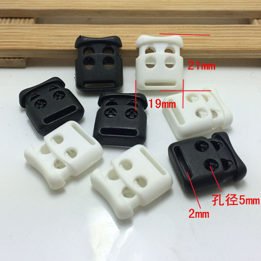 10Pcs Casual Button Nylon Plastic Spring Buckle Toggle Clasp Stop 2 Holes String Cord Locks