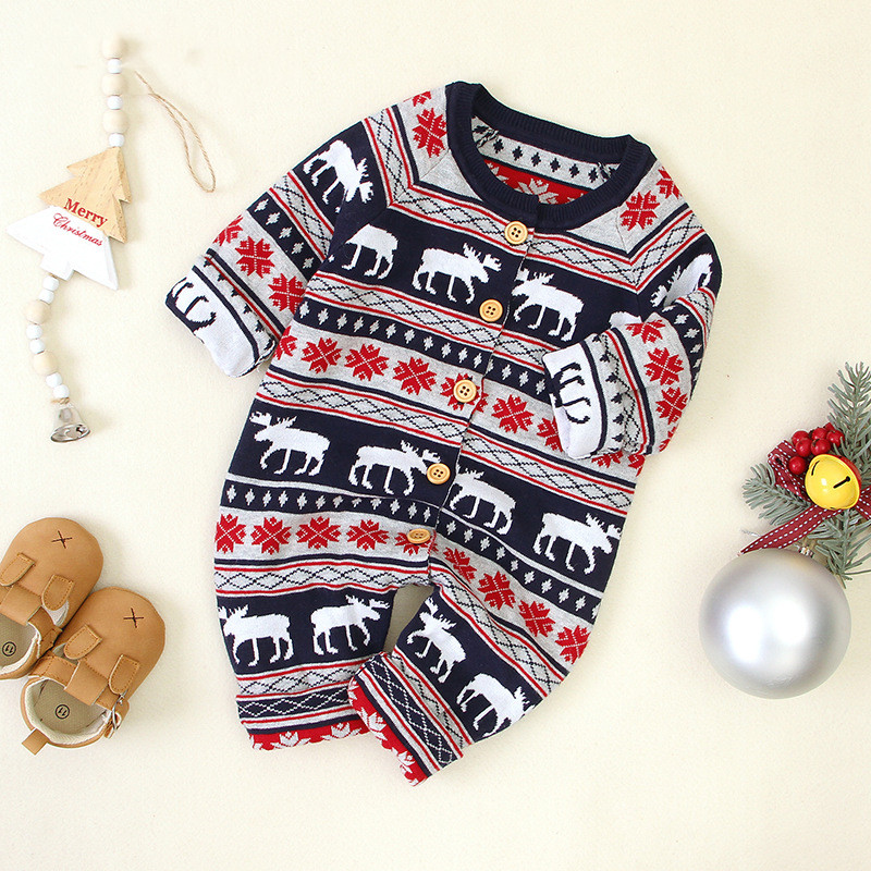 Baby Rompers for Baby Girls Rompers Winter knitted sweater Baby clothes Newborn infant Christmas Deer Baby Boys Girls outfit