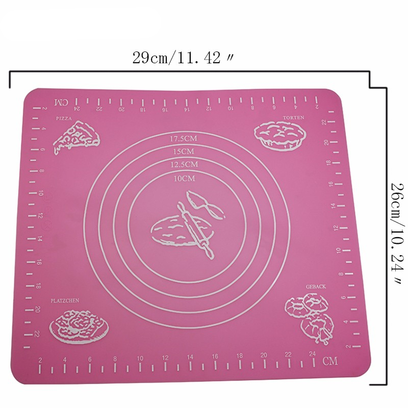 Aomily Silicone Dough Mat Bakeware 29*26cm Pastry Oven Pasta Tool Baking Sheet Tray Liner Mat Cake Pad Non-stick with Scale