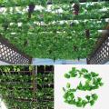 2pcs 2.3m Long Artificial Vine Grape Leaf Green Silk Fake Artificial Ivy Fake Plant for Home Party Decoration