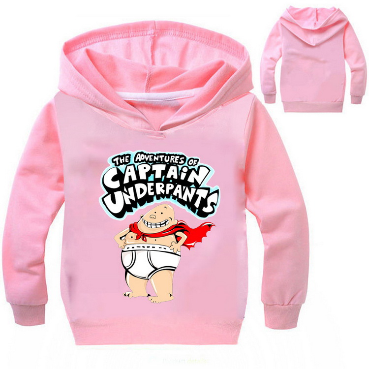 2-12 New Captain Underpants Hoodies Boy Shirt Children Clothing for Toddler Girls Clothes Baby Kids Sweatshirts Teenager 2-14y