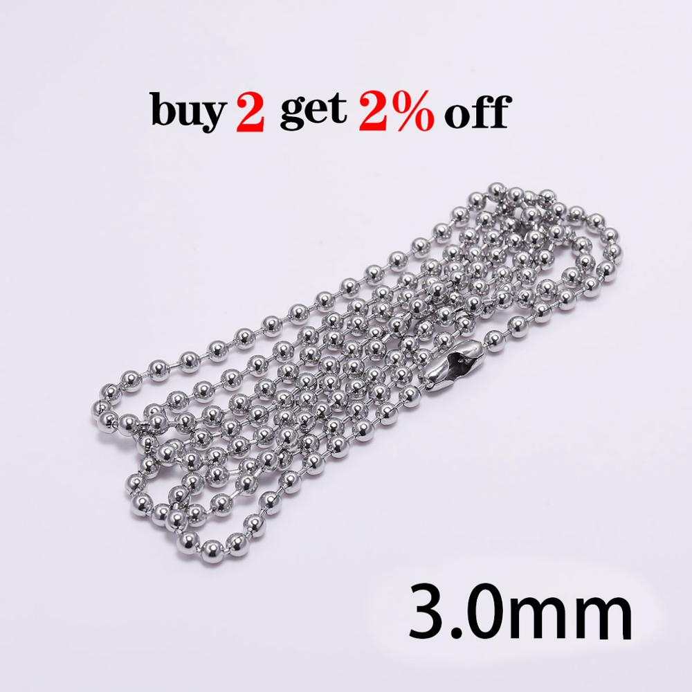 5pcs 1.2-3.2mm Stainless Steel Ball Bead Chain With Connector For Jewelry Making DIY Key Chain Dolls Label Connector Accessories