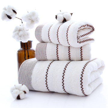 3PCS/Set Wave Design Soft Cotton Bath Towels Set Luxury Bath Sheet Present for Family Breathable Bathrooms Gym Hotel Facecloth