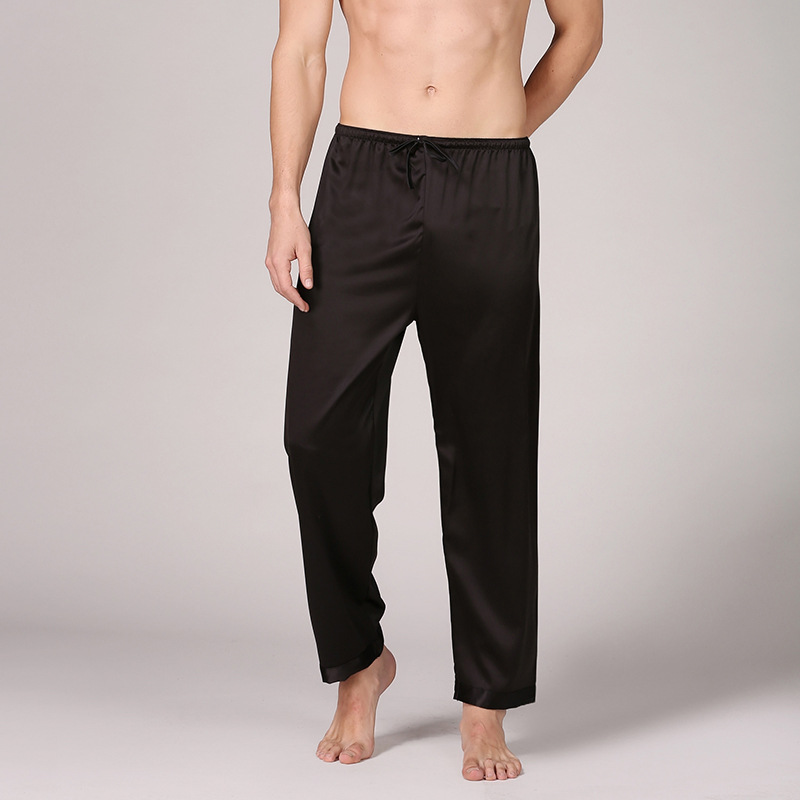 Men's solid color silk pajama pants long simulation silk pants casual home clothes see through silk underwear men men sleepwear