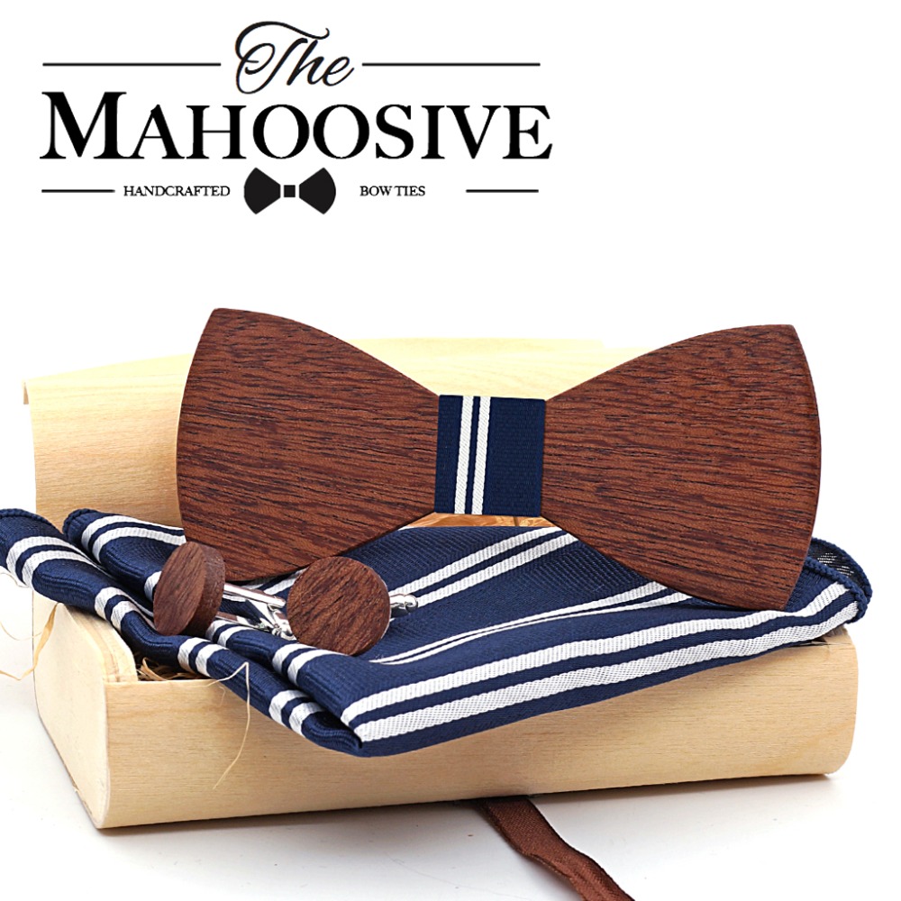 Wholesale Mahoosive Wood Bow Tie Mens Butterfly Cravat Party Ties For Men Wooden Bow Ties Gravatas Corbatas Special Link