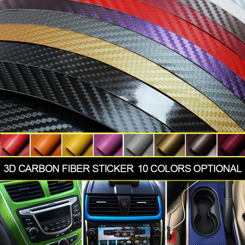 127 Cm * 10 Cm 3D Carbon Fiber Car Color Film Body Sticker Car Decoration Stickers (10 Colors Optional) Noble And Luxurious