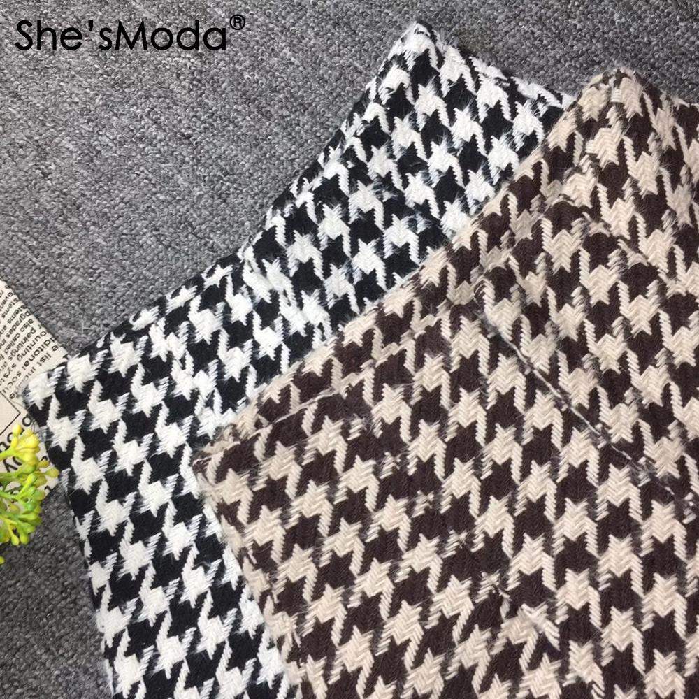 She'sModa 2020 New Woolen Blends Plaid New Autumn Winter Women's Shorts Plus Size