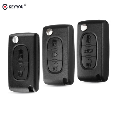 KEYYOU Remote key Case for Peugeot 207 307 308 407 607 807 For Citroen C2 C3 C4 C5 C6 Flip Folding Car Key shell 2/3/4 Buttons