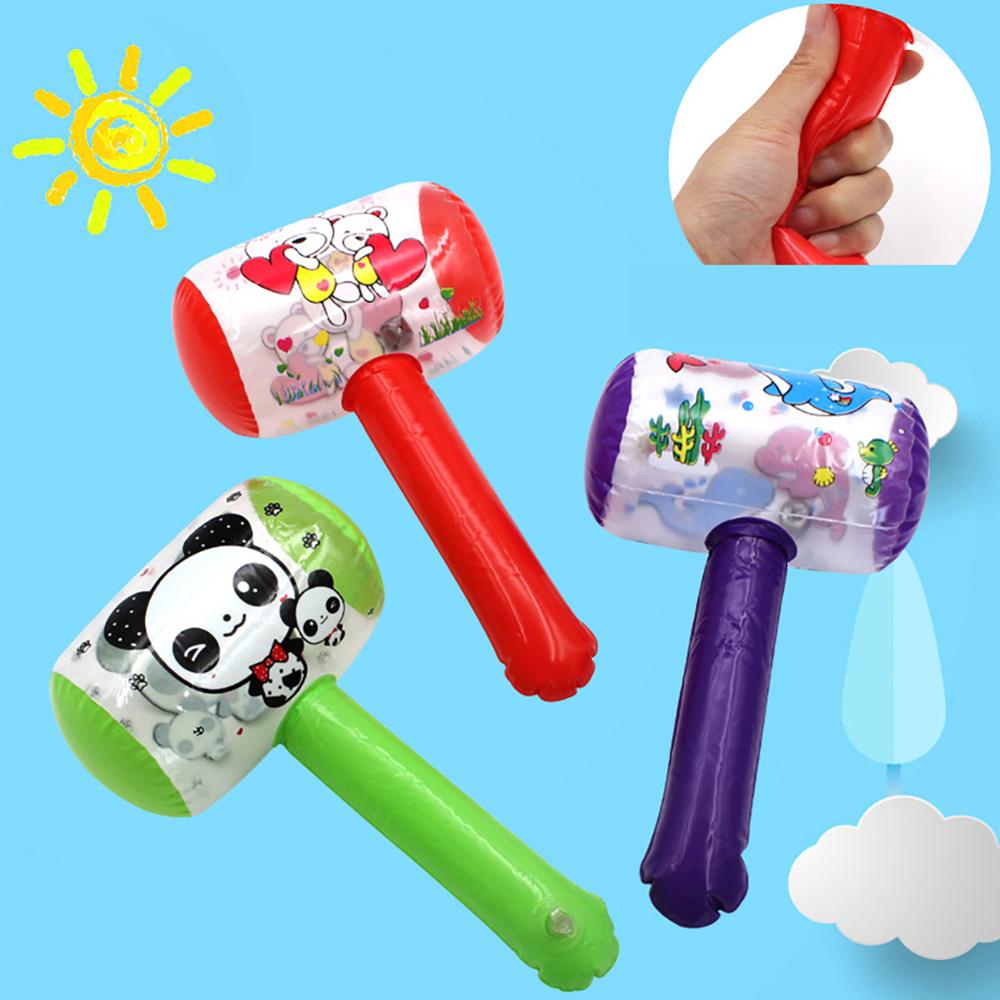 1Pc New Hot Cute Cartoon Inflatable Hammer Air Hammer With Bell Kids children Blow Up Noise Maker Toys Color Random