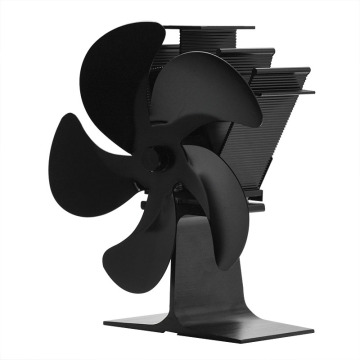 Black 5 Blades Heat Powered Stove Fan Log Wood Burner Eco-fan Quiet Black Home Fireplace Fan Efficient Heat Distribution