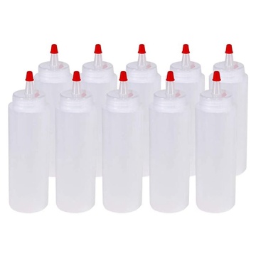 10 Packs of 8 Oz Plastic Squeeze Bottles with Red Tip Caps Suitable for Food, Crafts, Art, Multi-Use