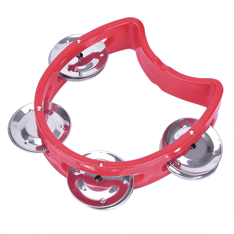 Hand Held Tambourine Metal Bell Jingles Plastic Rattle Ball Percussion for KTV Party Kid Game Toy Musical Instrument