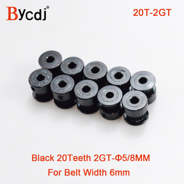 20 teeth 2M 2GT Synchronous Timing Pulley Bore 5mm/6mm Black Anodizing for Width 6mm 2MGT GT2 Open Belt 20T 20Teeth VORON