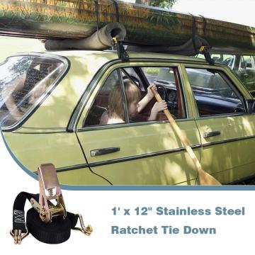1in x 12ft Stainless Steel Ratchet Tie Down Strong Bundling Belt For Kayak Paddle Board Car Accessories
